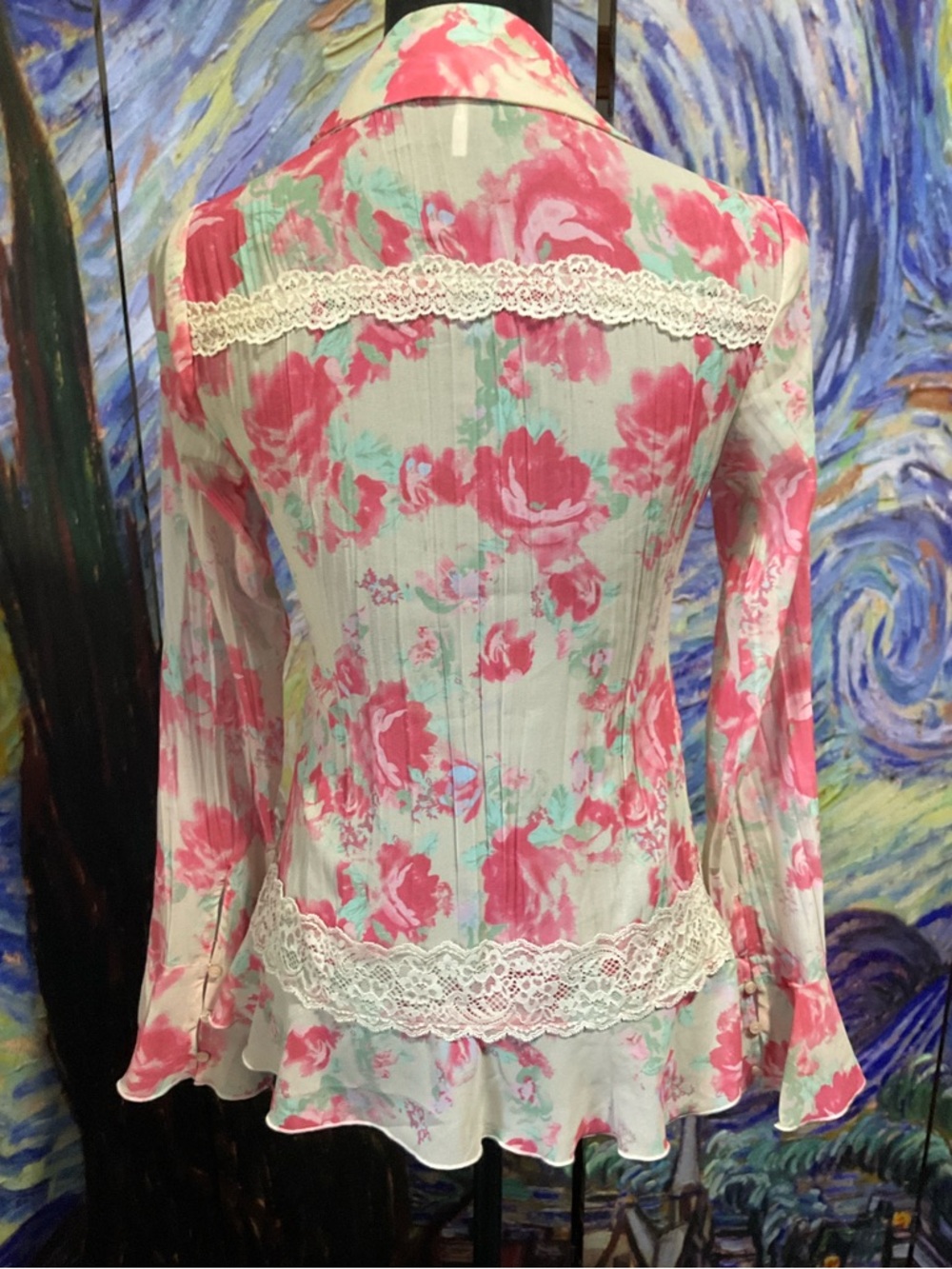 Free People XS ivory combo Bad At Love printed blouse - Picture 6 of 6